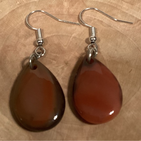 Carnelian Agate Teardrop Earrings - Picture 1 of 5